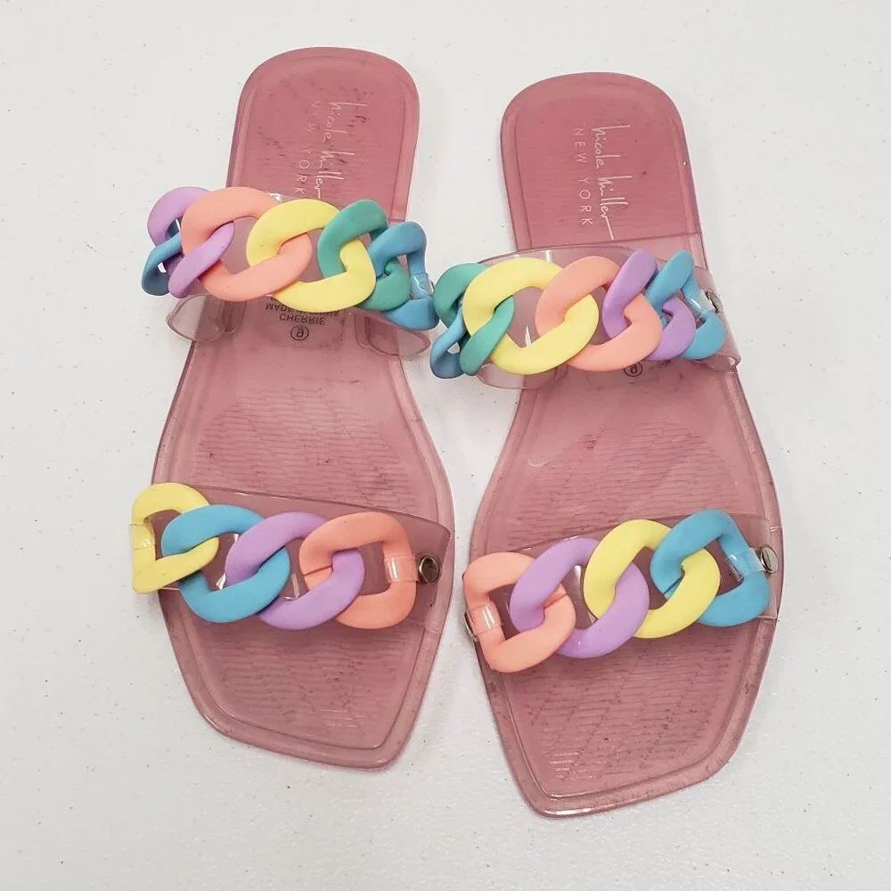 Nicole Miller Womens Pink Jelly Cherrie Sandals Size 9 - Picture 3 of 8